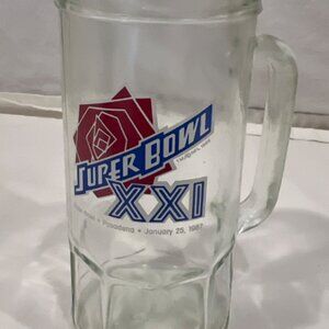 Collector glass mug SUPER BOWL XXI 1987 Vintage